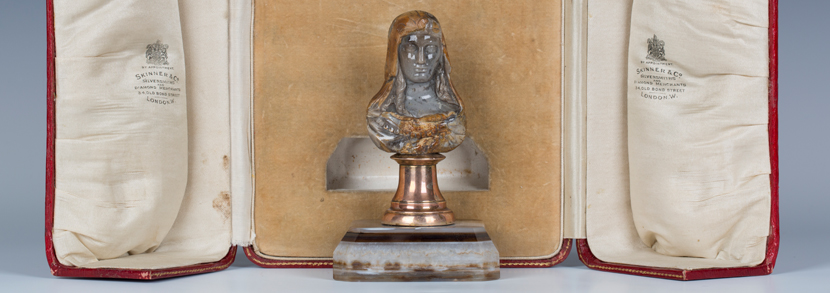 19th century hardstone head and shoulders portrait bust of a classical maiden