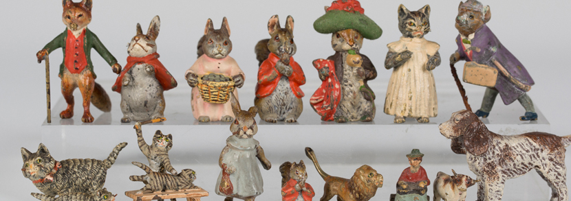 A group of fifteen mainly late 19th and early 20th century cold painted cast bronze miniature models of animals