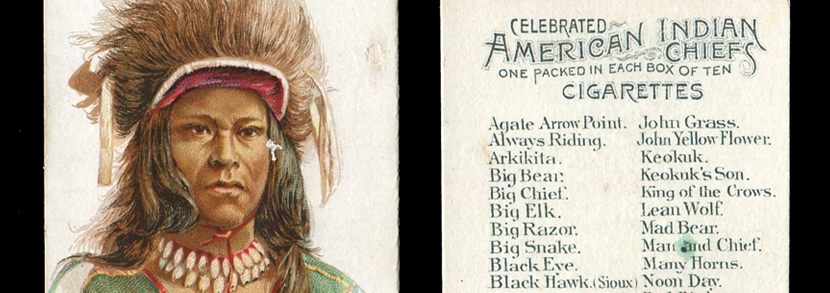 A set of 50 Allen & Ginter 'Celebrated American Indian Chiefs' cigarette cards, circa 1888.