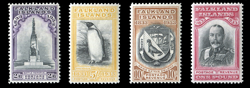 A Falkland Island 1933 Centenary set of twelve stamps, ½d to £1, fine mint.