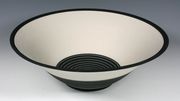 Estimate: £100-150
Ben Barker - 'Black and White Bowl', hand-thrown porcelain with concentric circle design, signed with initials, diameter approx 35cm.
