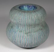 Estimate: £150-250
Peter Beard - 'Double-walled Bowl', hand-thrown stoneware with multi-layered wax resist glazing, signed with initials, height approx 16.5cm.