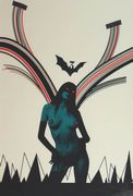 Estimate: £150-250
Sam Chivers - 'Vampire', four-colour screen-print, signed, stamped and editioned 10/13, approx 58cm x 39.5cm, within an ebonized frame.