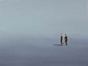 Estimate: £500-800
Richard Davidson - 'Two Solitary Figures', mixed media on canvas, signed verso, approx 45.5cm x 60.5cm, within a painted frame.