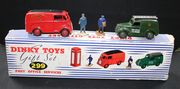 A Dinky Toys Gift Set No. 299 Post Office Services, comprising Royal Mail van, telephone service van and two figures, boxed (some paint chips, box lacking inner card, creased and scuffed).