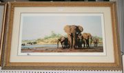 After David Shepherd - 'Evening in Africa', colour print, signed and editioned 278/1500 in pencil, approx 43cm x 81cm, within a gilt frame.
