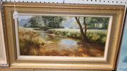 Dipnall - Summer Landscape with Stream and Meadow, late 20th Century colour print, approx 29cm x 55.5cm, within a gilt frame.