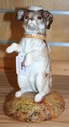 A Sitzendorf porcelain oil lamp base, late 19th Century, modelled in the form of a begging dog on a mound base, underglaze blue mark to base with impressed numerals '100', height approx 23cm (haircrack to base).