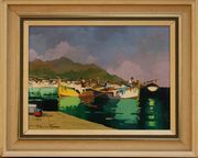 C.R. D'Oyly-John - 'La Napoule near Cannes, S. of France', 20th Century oil on canvas, signed recto, titled verso, approx 29.5cm x 39.5cm.