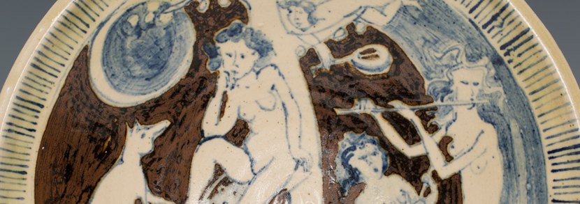 Eric James Mellon studio pottery 'The Mermaid & the Fox, Theme of Tenderness' circular bowl