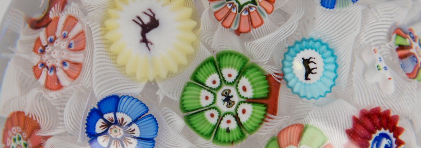 Baccarat glass spaced millefiori paperweight, dated 1848