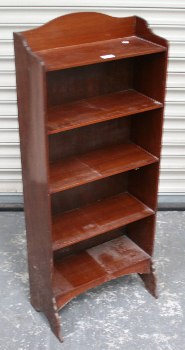 An Edwardian mahogany narrow bookcase fitted with five ...