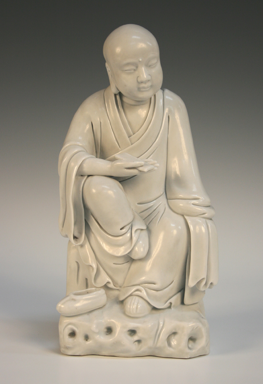 A Chinese blanc-de-Chine figure of the hermit monk Damo, probably ...