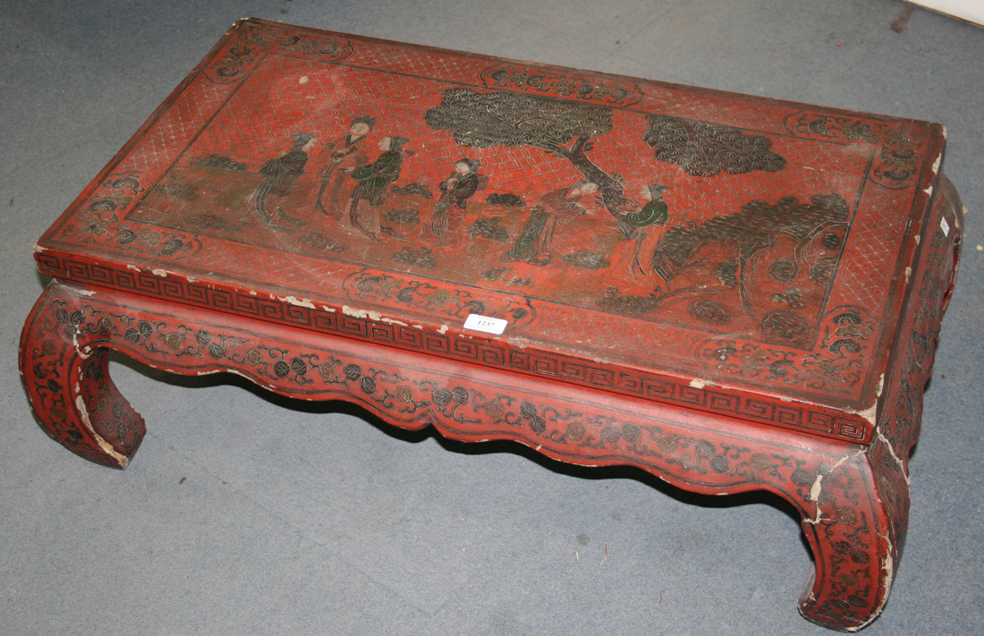 A Chinese Red Lacquer Low Table Early 20th Century The