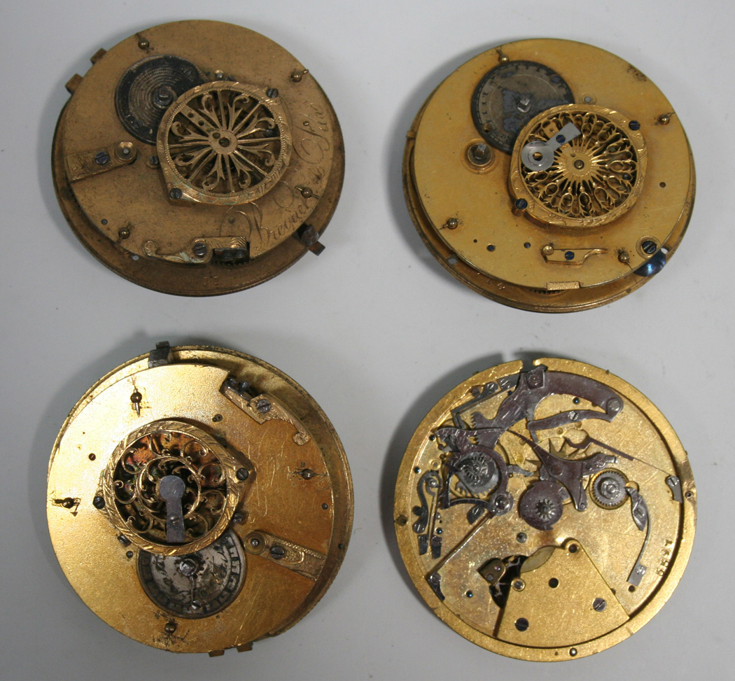 Four European watch movements, including one inscribed 'Breguet & Fila ...