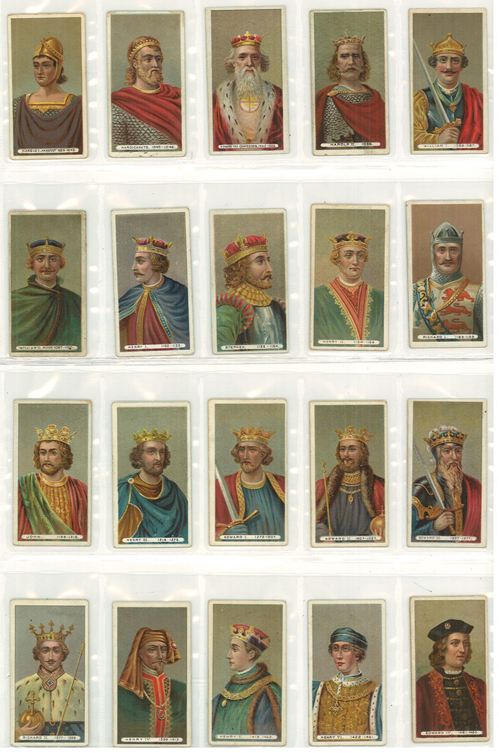 cigarette cards kings and queens A set of 50 (of 50/51) Wills 'Kings & Queens [Wills at base]' cigarette  cards, circa 1