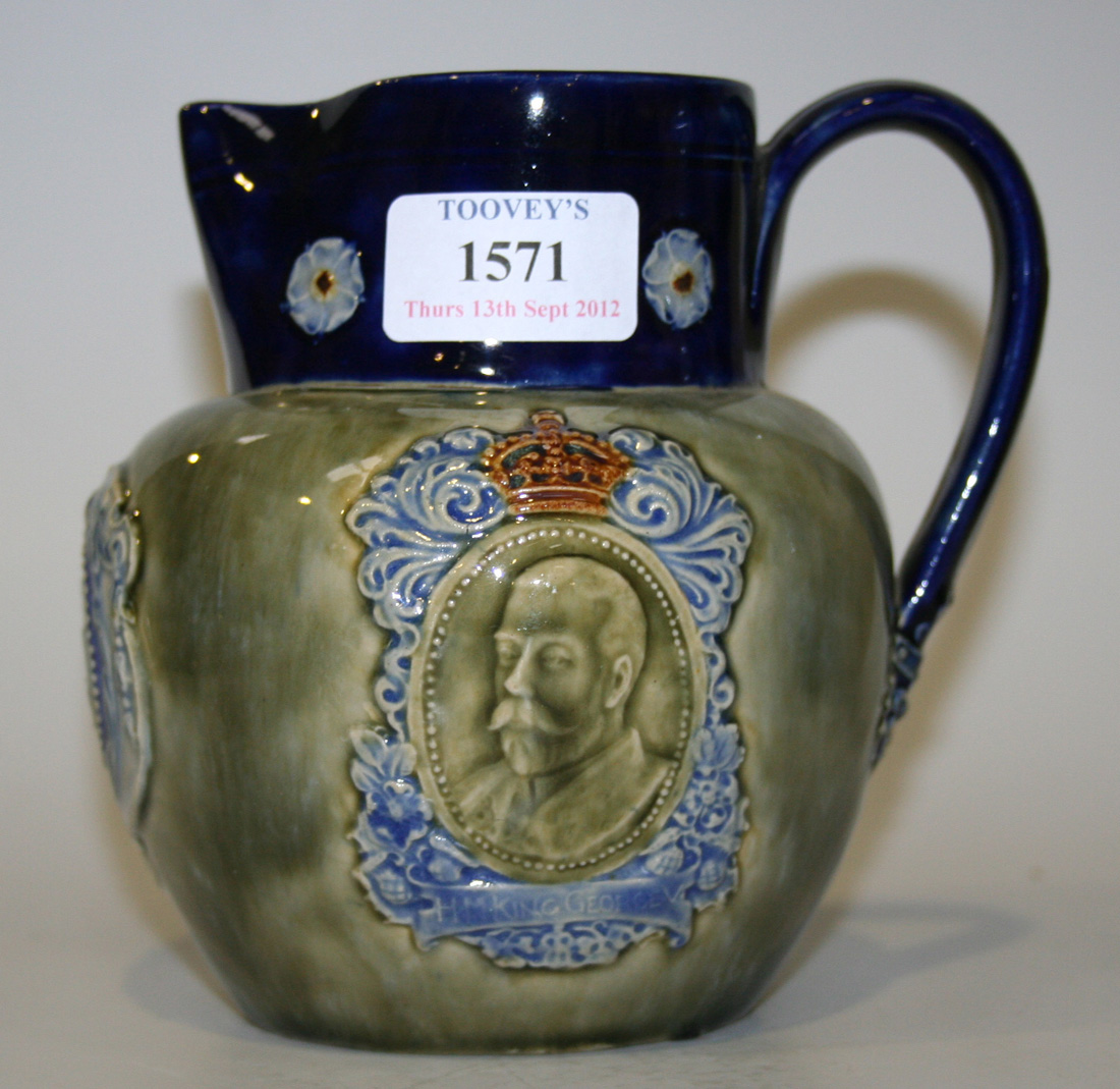 A Royal Doulton stoneware jug commemorating the 1911 Coronation of King