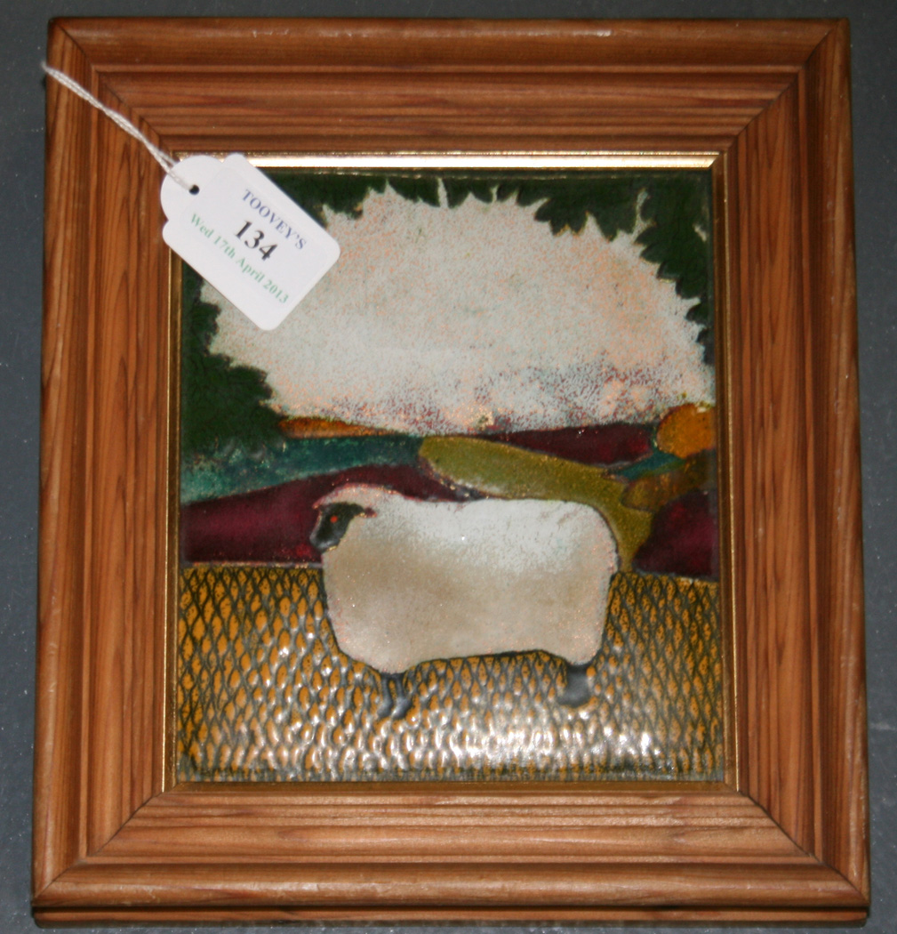 Beryl Turpin - 'Sheep', enamel on copper, signed, titled and editioned ...