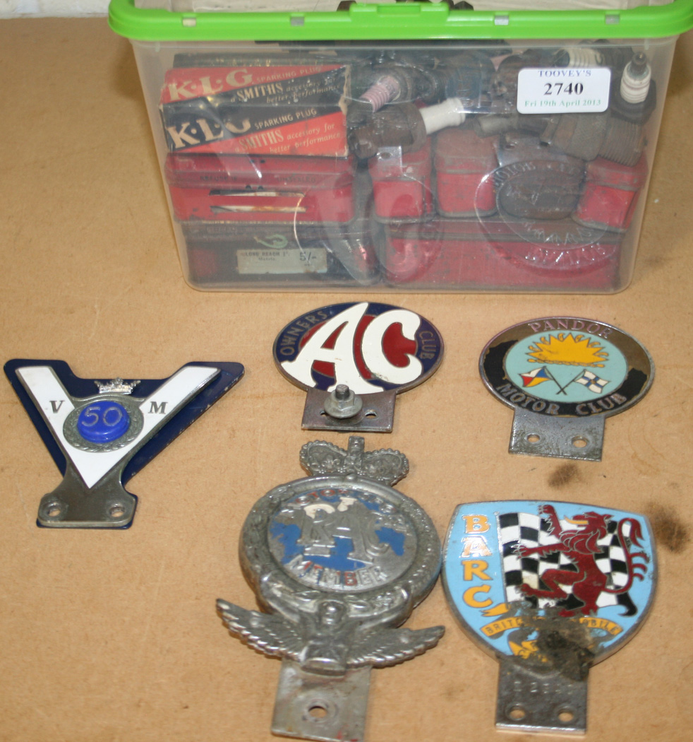 A collection of five car badges, comprising British Automobile Racing ...