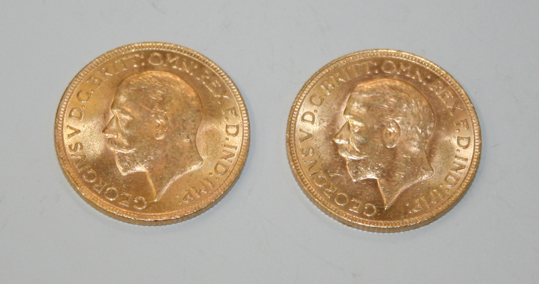 Two George V sovereigns, comprising 1930SA and 1931SA.