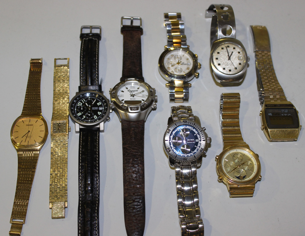 A group of eight gentlemen's wristwatches, including Zeitner Chronotech ...