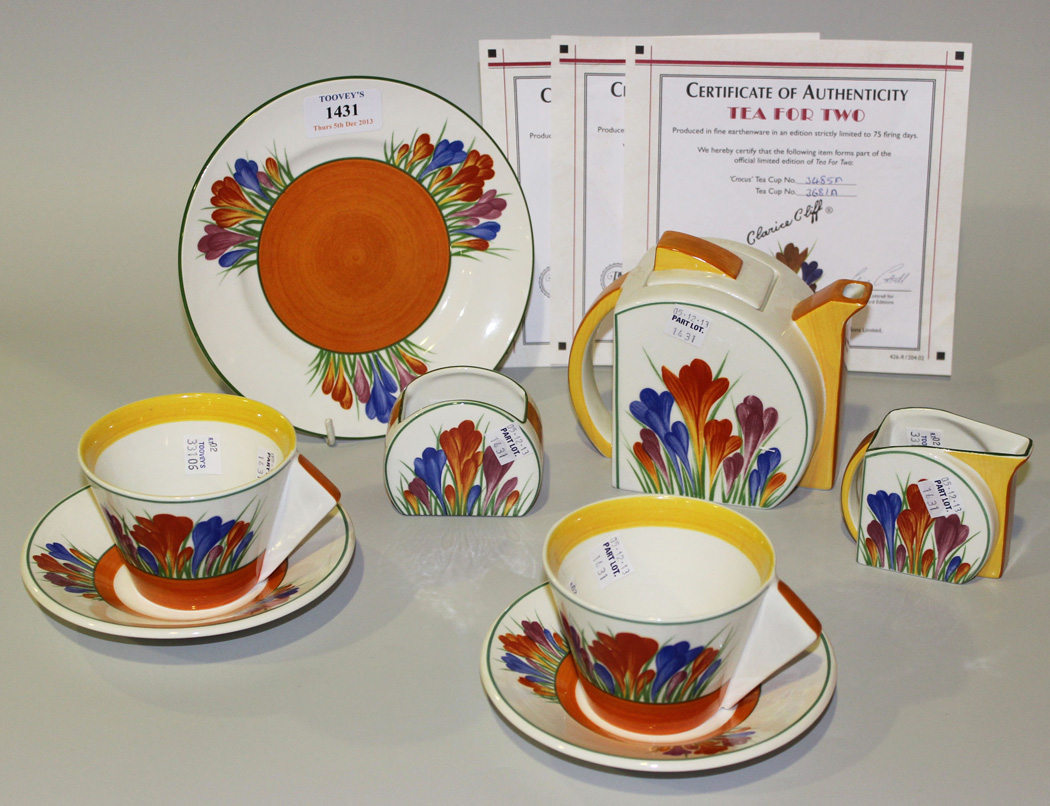 A Wedgwood Clarice Cliff 'Tea For Two' Crocus pattern limited