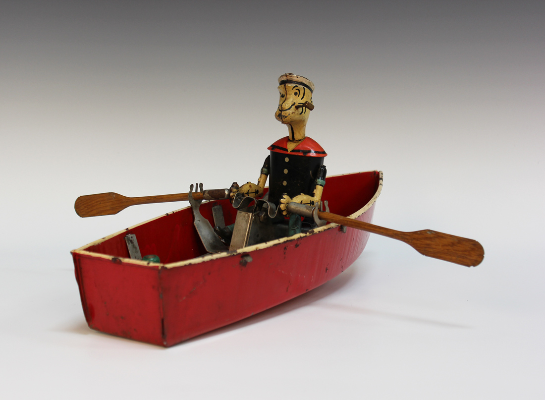 Tin-Plate Clockwork Row Boat with Figure Paya GR99 