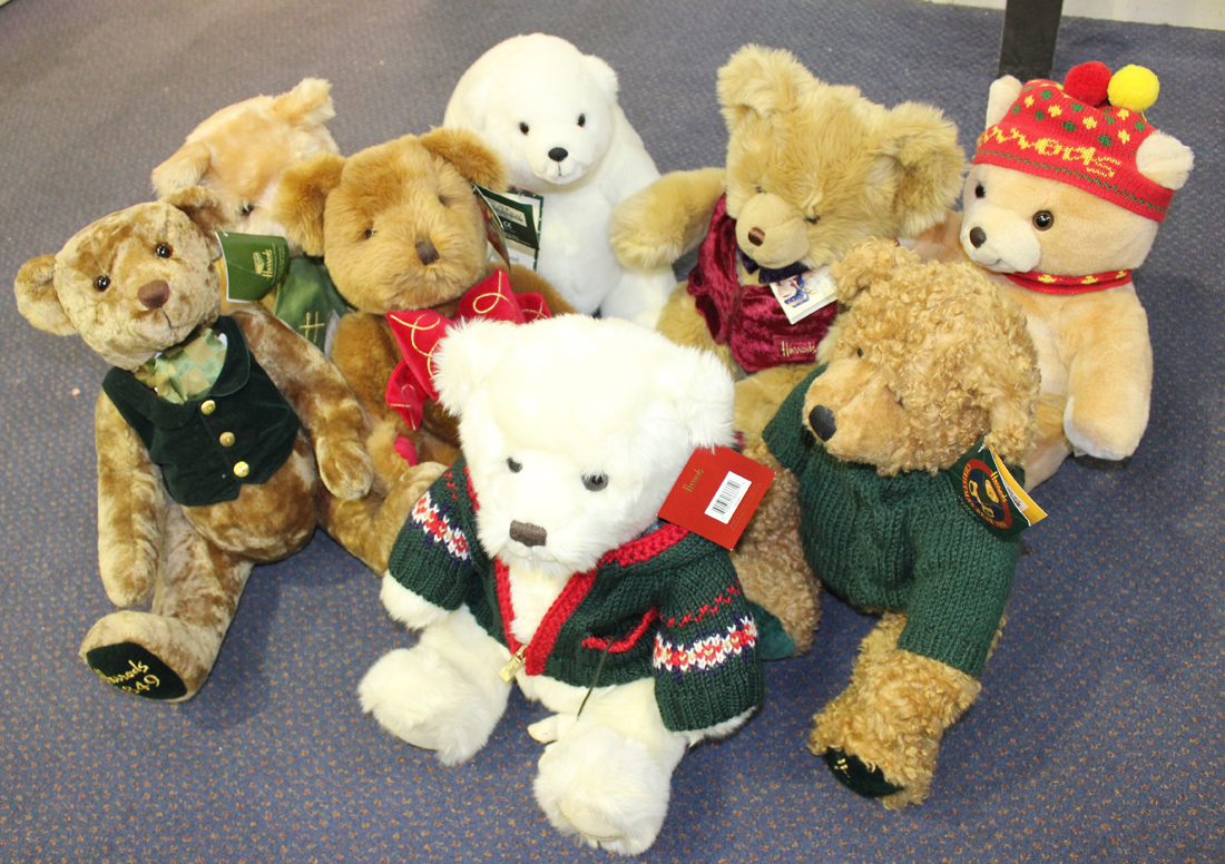 Fourteen modern Harrods year teddy bears, comprising 1988