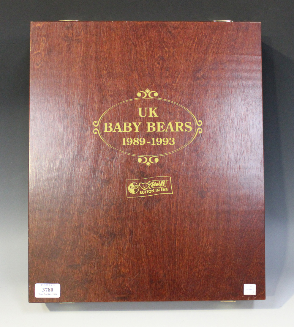 A set of five modern Steiff UK Baby Bears, 1989-1993, each with