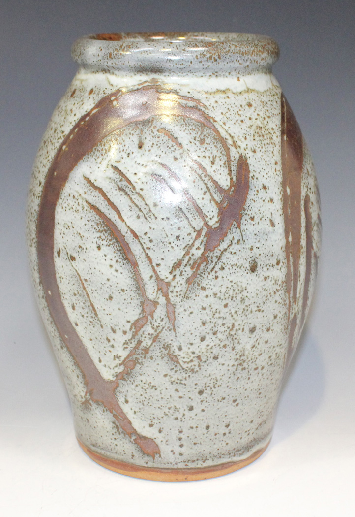A John Leach Muchelney Pottery stoneware ovoid vase with wax