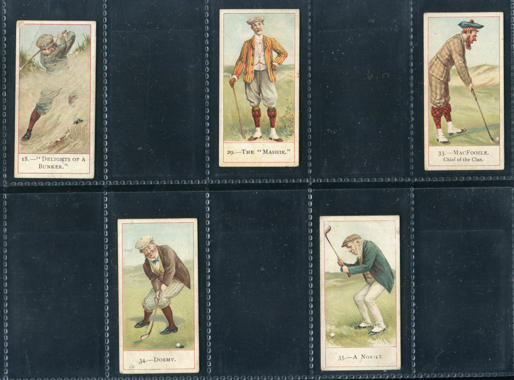 copes golfers cigarette cards A part-set of 5 (of 50) Cope Bros & Co 'Cope's Golfers' cigarette cards,  circa 19