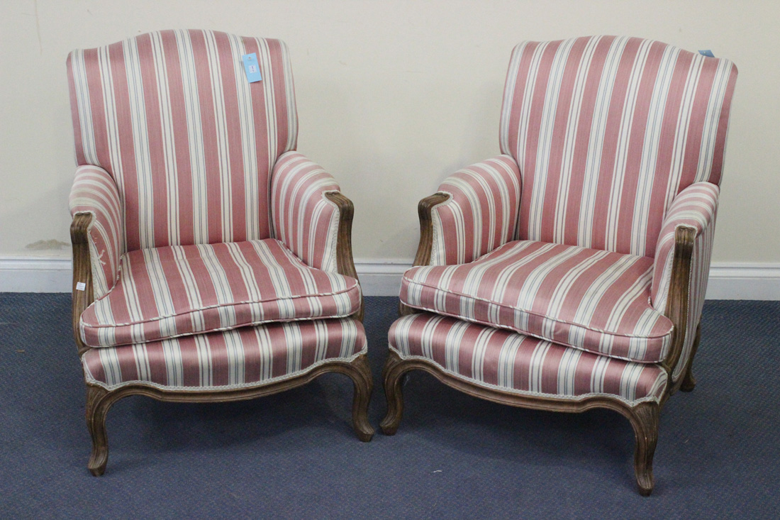 Pink Striped Louis XV Arm Chair