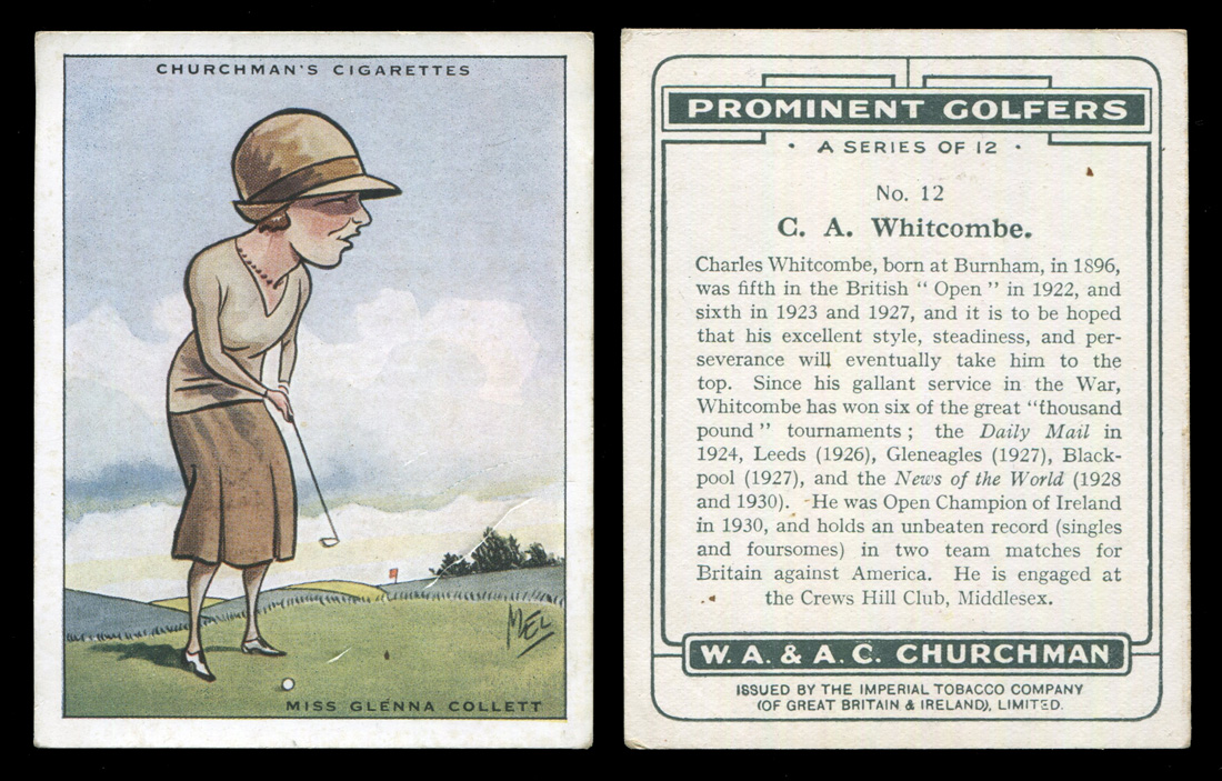A set of 12 Churchman large-size 'Prominent Golfers' cigarette cards ...