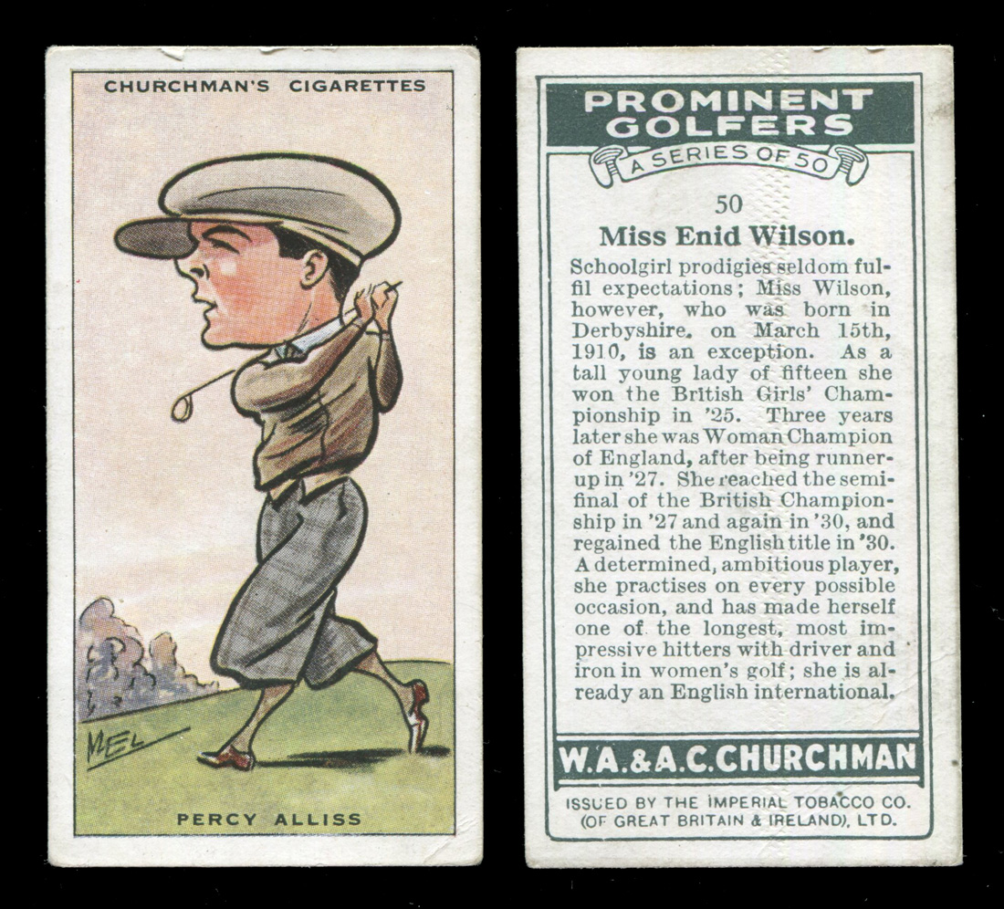 A set of 50 Churchman 'Prominent Golfers' cigarette cards, circa 1931.