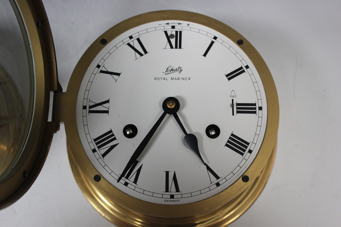 A 20th Century Schatz 'Royal Mariner' brass cased ship's clock