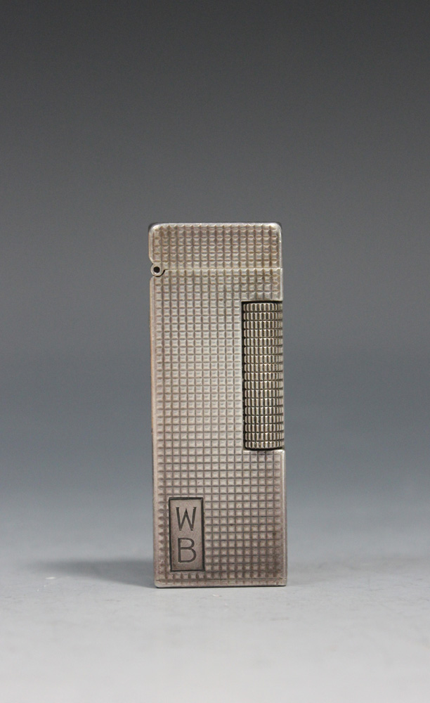 A Dunhill Rollagas .925 silver mounted gas lighter of rectangular