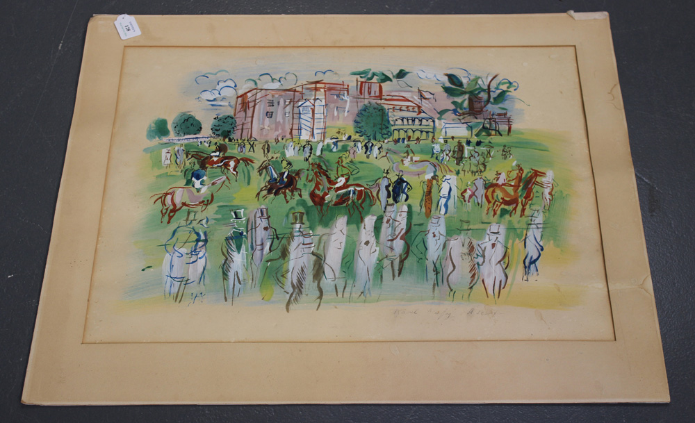 RAOUL DUFY、ASCOT、海外版超希少レゾネ、新品額付 Raoul Dufy, 1969, Ascot, lithograph in colors printed by Mourlot