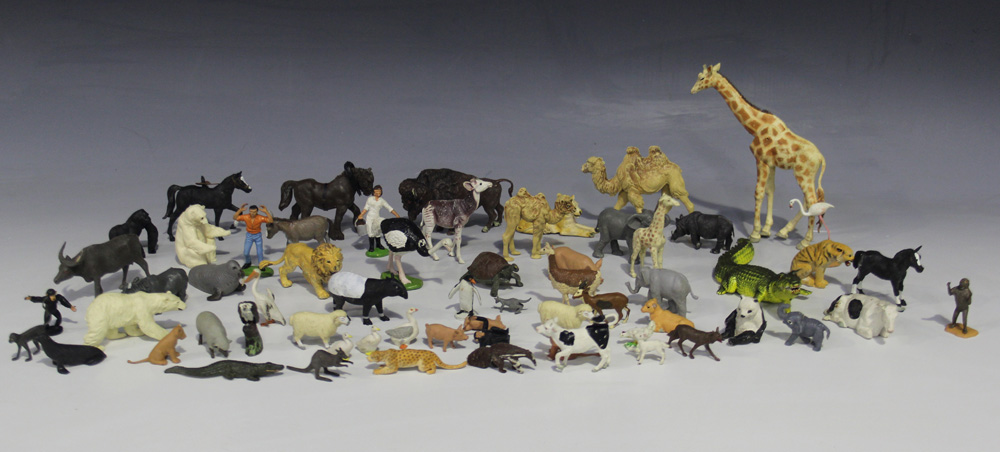 A good collection of Britains plastic zoo and farm animals and accessories  (playwear).