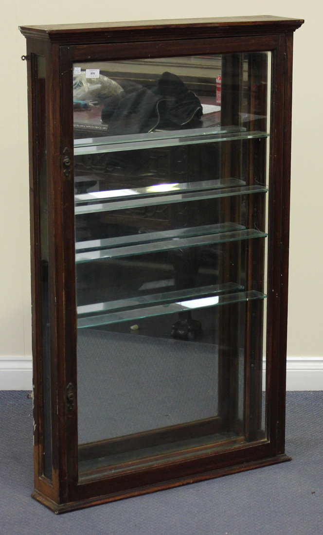 An Early 20th Century Oak Wall Mounted Shallow Display Cabinet