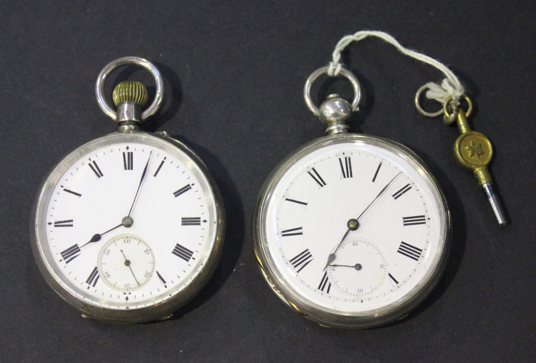 A silver cased keyless wind open-faced gentleman's pocket watch, the ...