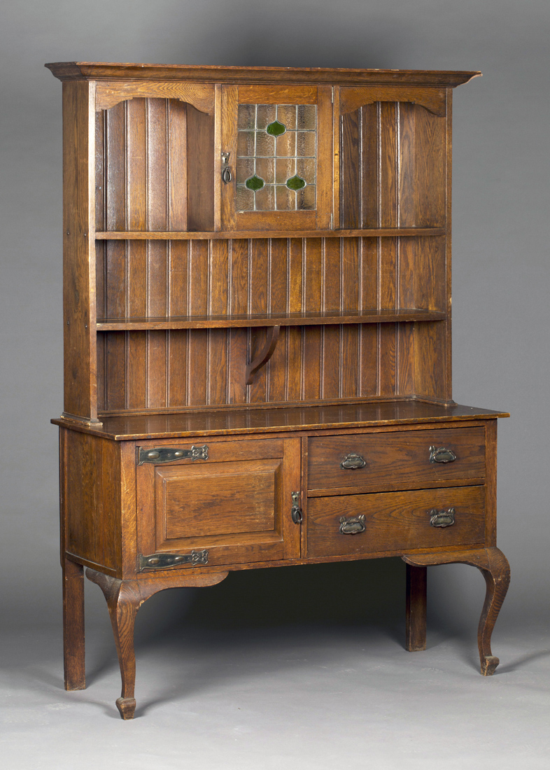 An Edwardian Arts And Crafts Oak Dresser The Angular Pediment