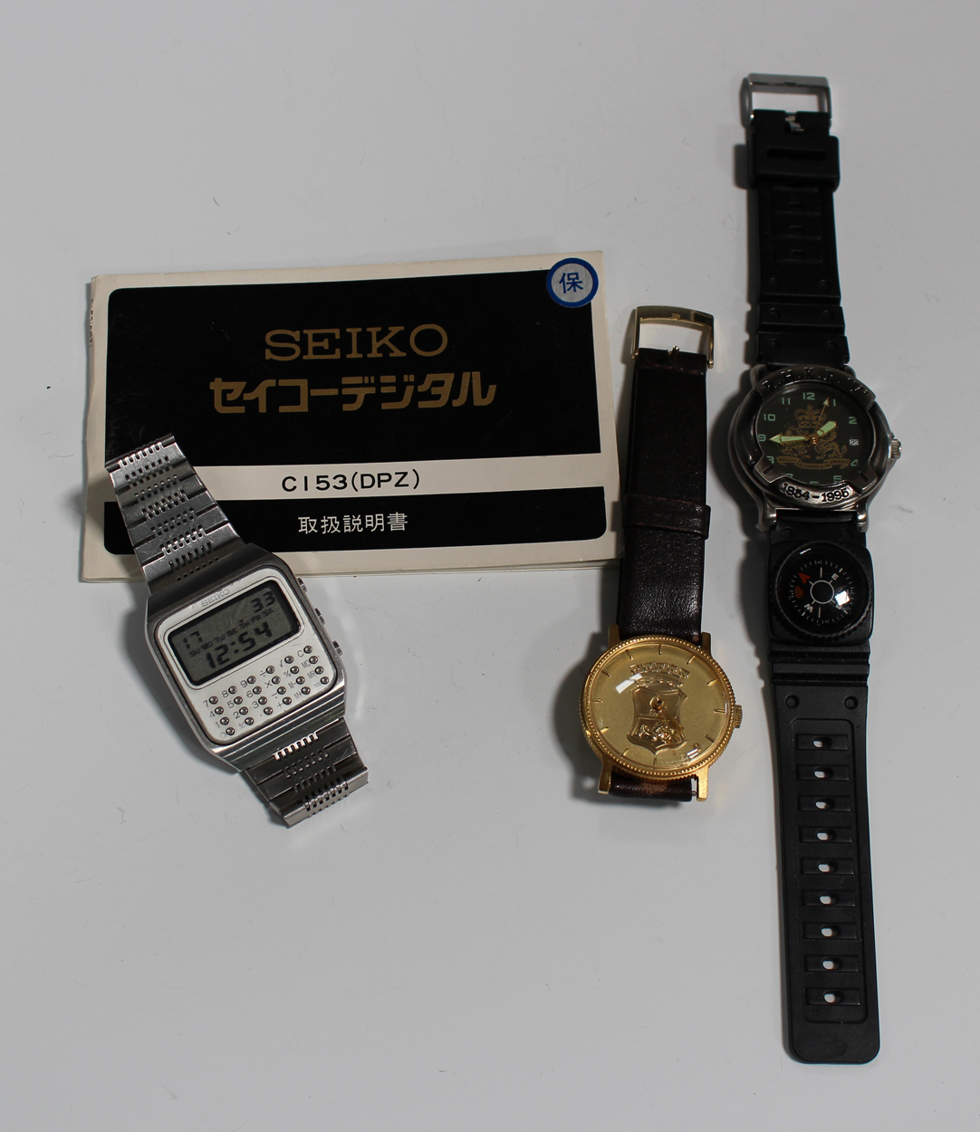 A Seiko C-153 LCD display digital calculator gentleman's bracelet  wristwatch, with the original