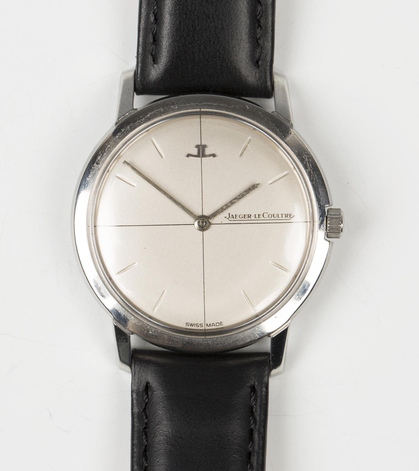A Jaeger-LeCoultre circular steel cased gentleman's wristwatch, the ...