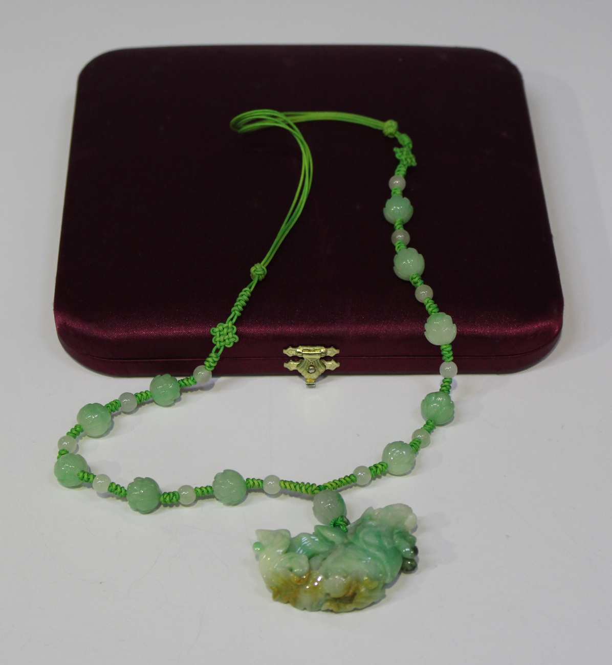 NEW~BOXED!!!! CHINESE Carved Jade Pendant on 30" Silk Cord