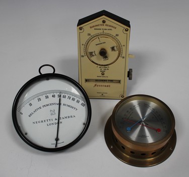 Large Victorian Desk Thermometer on Serpentine Base by Negretti