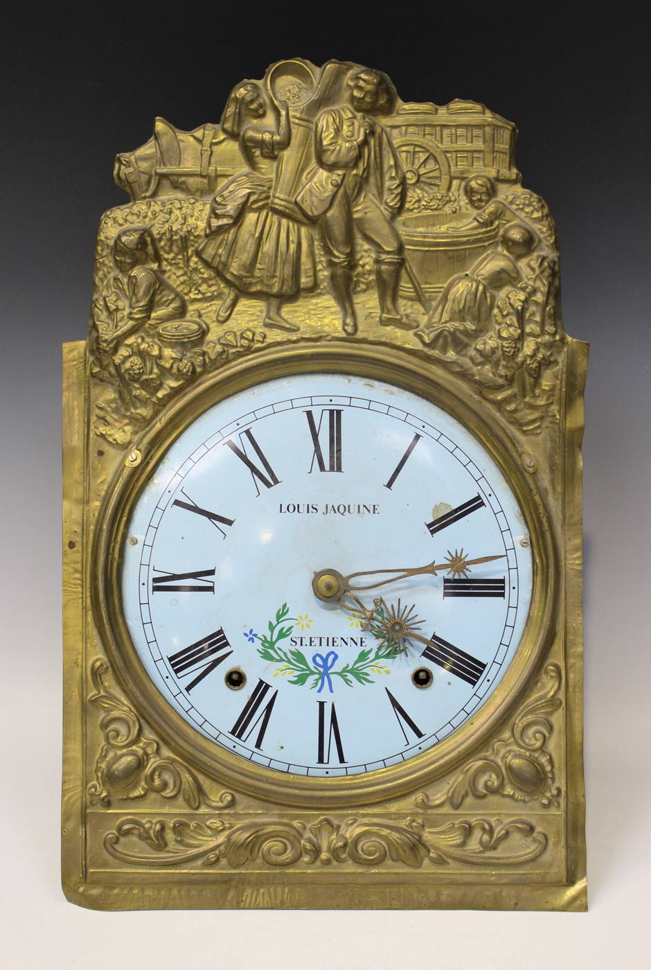 A 19th Century French Comtoise Or Morbier Brass Cased Wall Clock With
