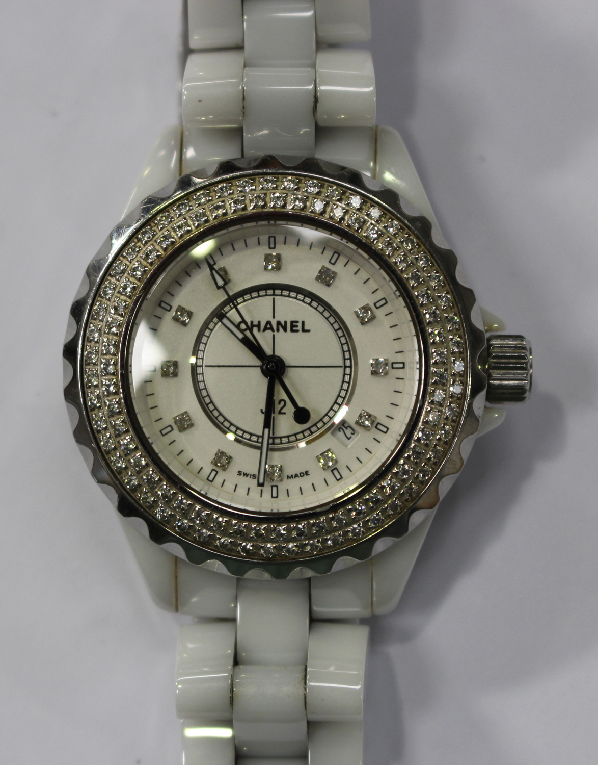 Antique, Estate & Consignment Chanel J12 Diamond White Ceramic