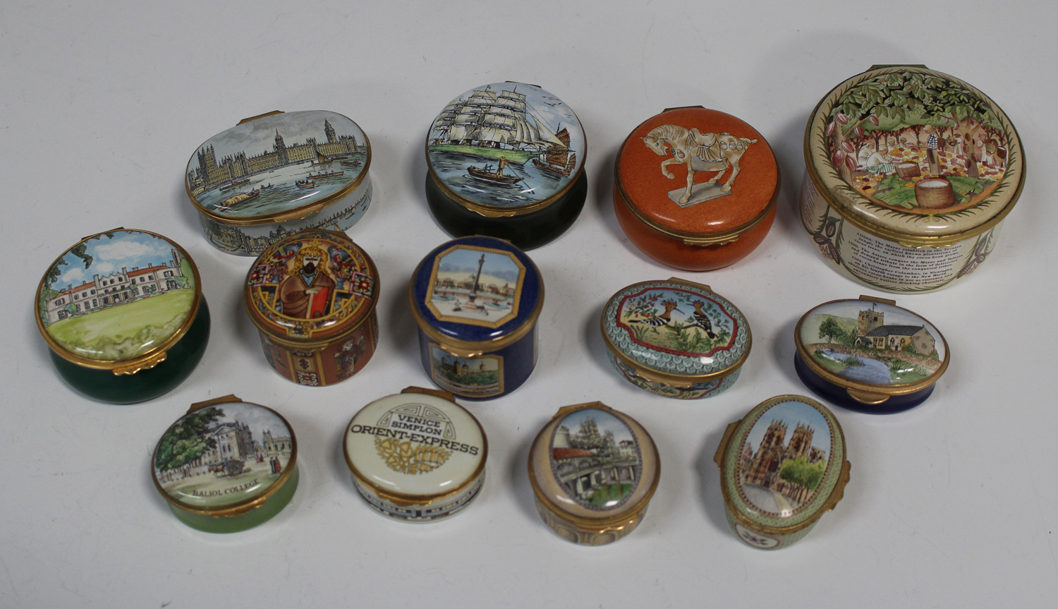 Six Halcyon Days enamel boxes, including a limited edition example