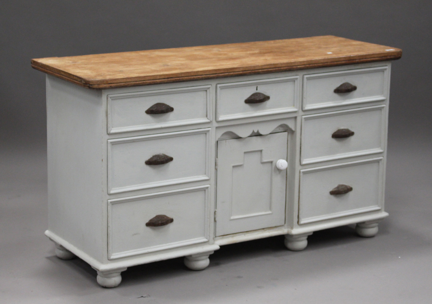 A Victorian Style Pine And White Painted Dresser Base Fitted With