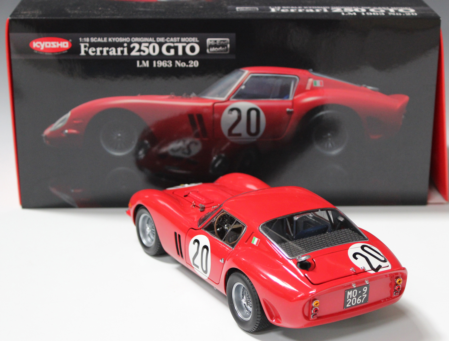 A Kyosho No. 08434B Ferrari 250 GTO LM 1963 No. 20, boxed with